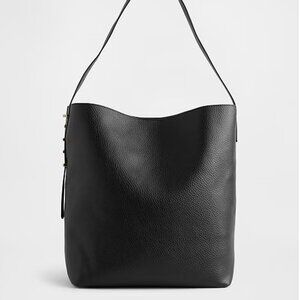 Vegan Leather Bucket Tote Bag, Like New, Black